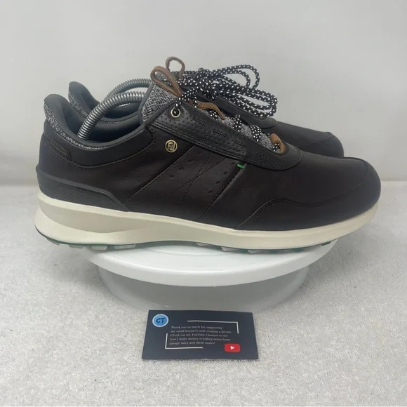 BROWN FOOTJOY LACE UP SHOES 9.5 M Footjoy Greenjoys Shoes Mens 9.5 M Low Top Lace Up Golf  main image 3